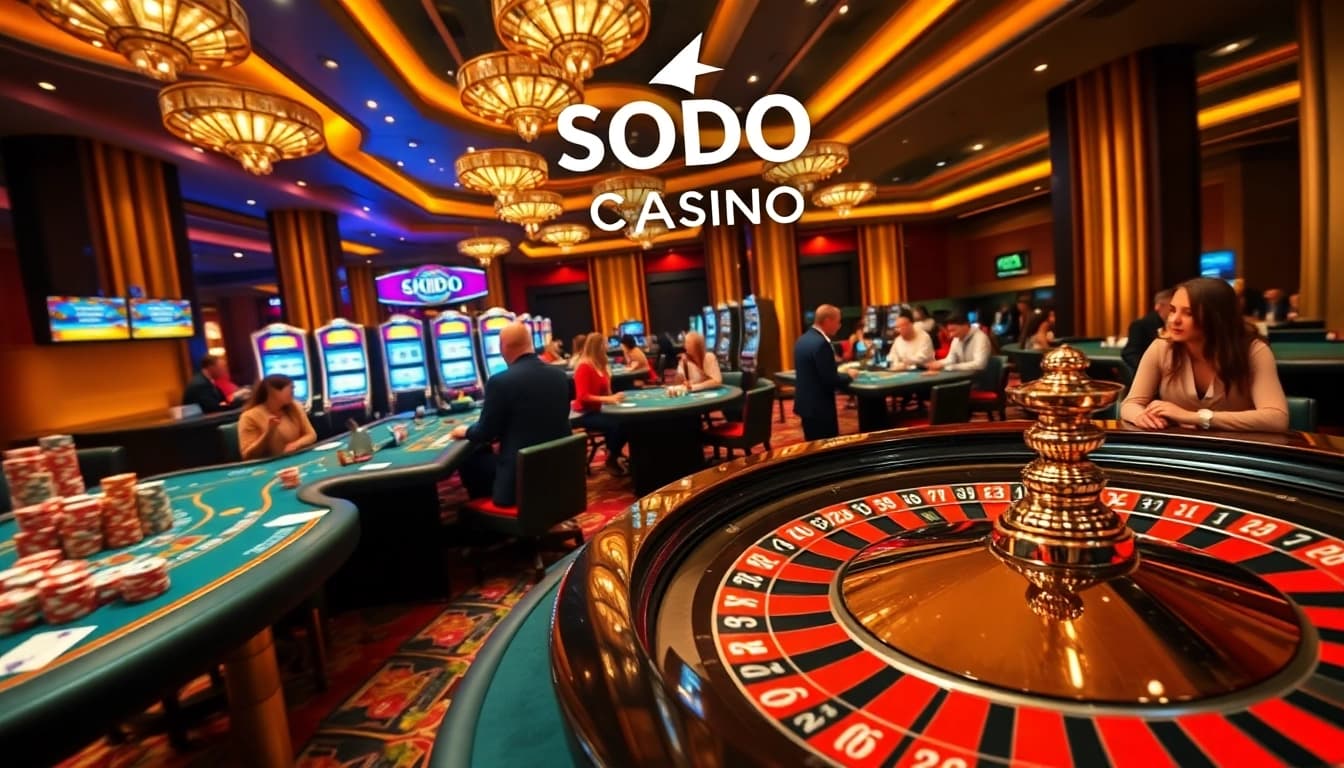 Players enjoying their thrilling experience at SODO Casino with vibrant games and luxurious décor.