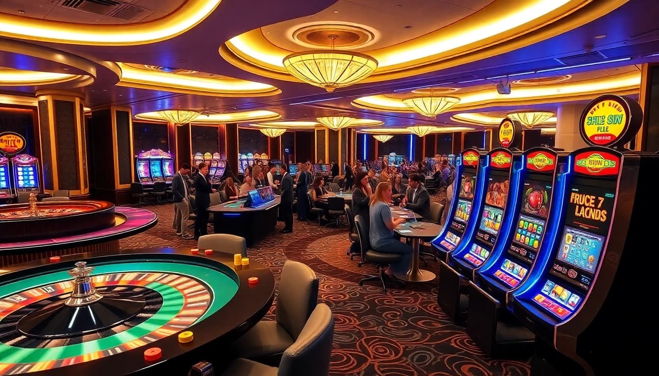 Experience S8 gaming excitement with vibrant casino tables and cheering players.