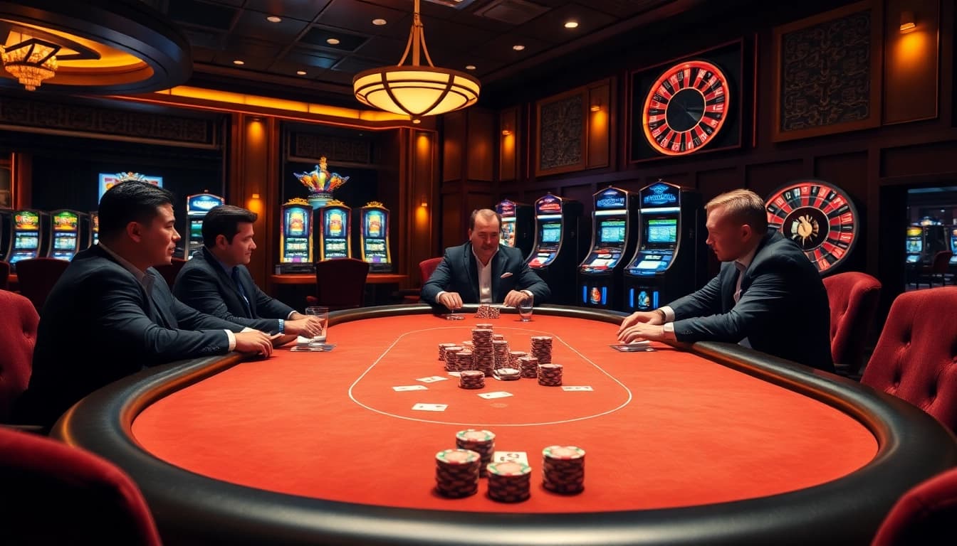 Gamblers strategize at a high-stakes poker table, embodying excitement in the world of asupanjitu.