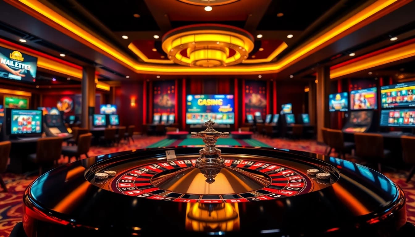 Engage in thrilling gameplay at https://hitclub9.vip/ with luxurious casino tables and vibrant slot machines.