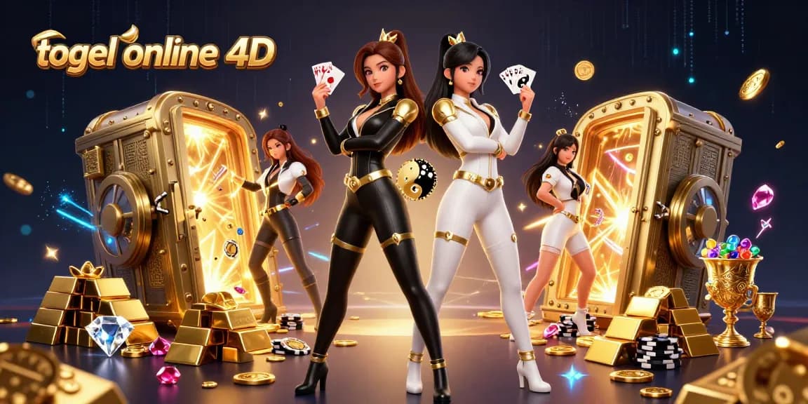 Experience thrilling togel online 4D gameplay with a dazzling scene of twin Asian women playing cards.