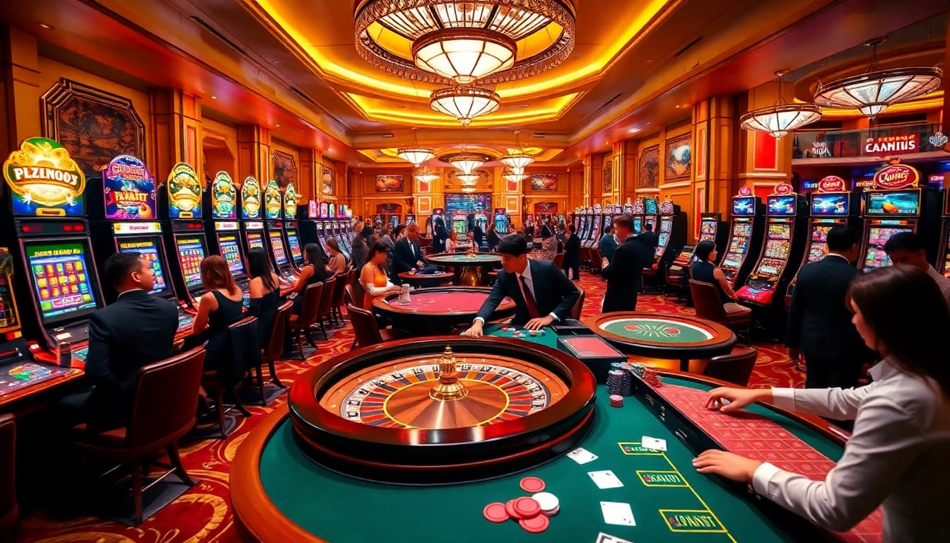 Players enjoying various games at PG88 online casino, showcasing roulette tables and slot machines.