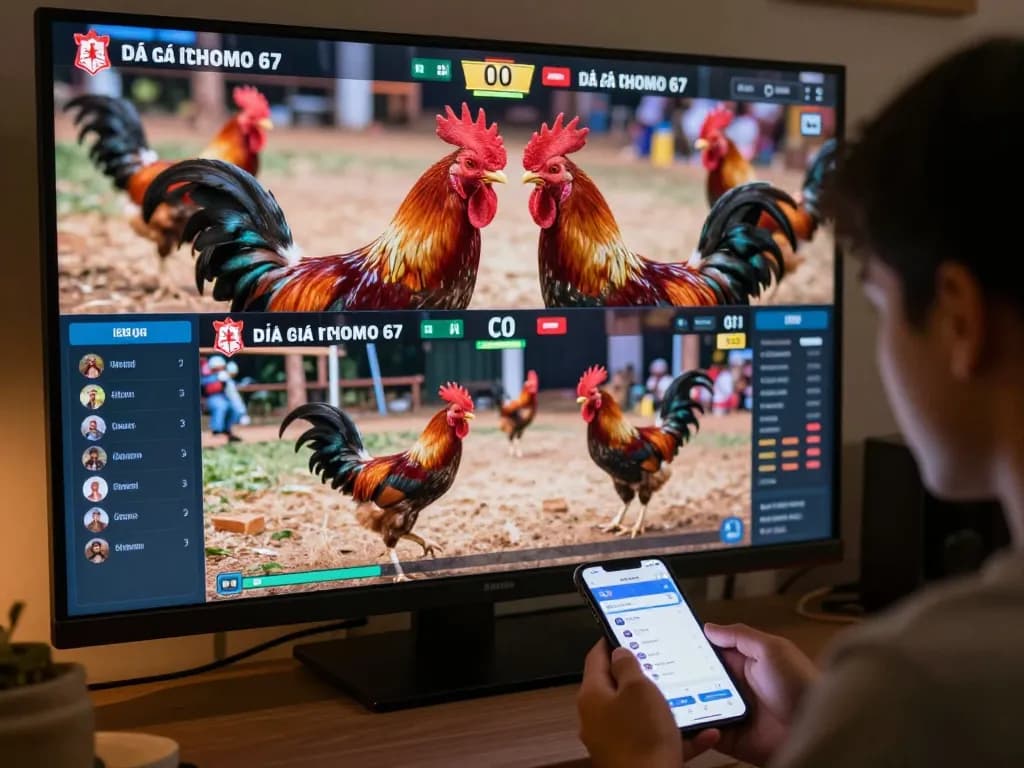 Engaging live streaming of đá gà thomo 67 from home with competitive rooster battles.
