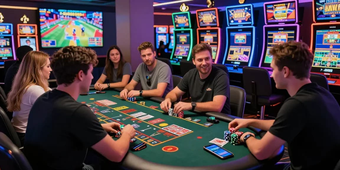 Players enjoying a lively credit card casino environment with games and interactive displays.