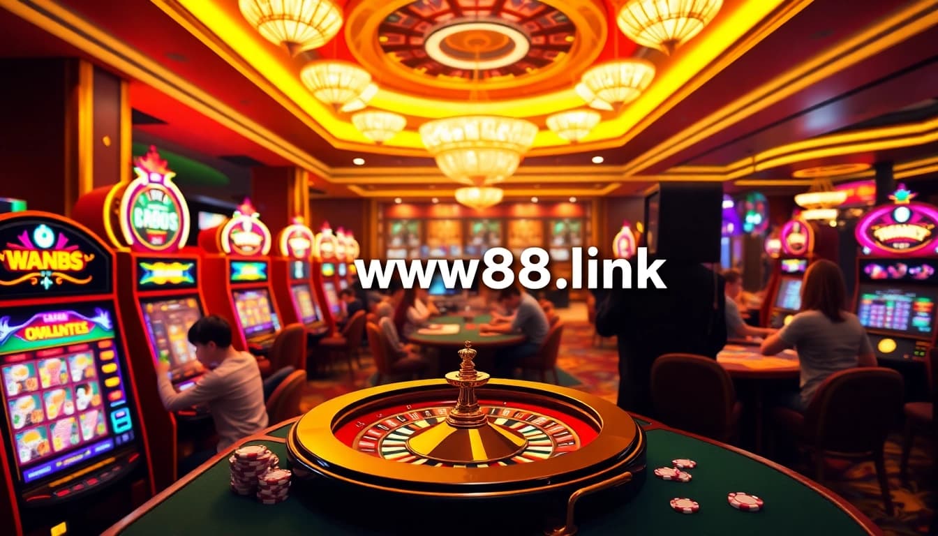 Gambling excitement at WW88.link with vibrant slot machines and poker gameplay.