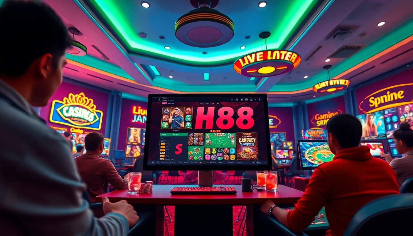 Engaging online gaming scene showcasing HB88's diverse offerings at https://hb88.art/ with dynamic interfaces and lively players.
