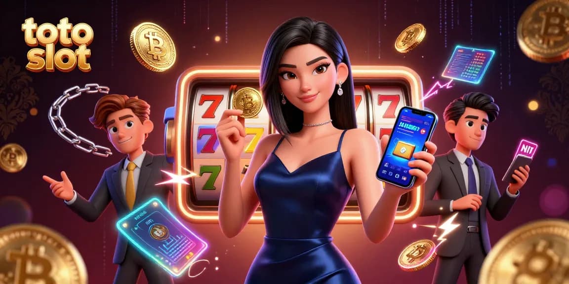 Engage in winning strategies with toto slot in this vibrant casino promotional scene.