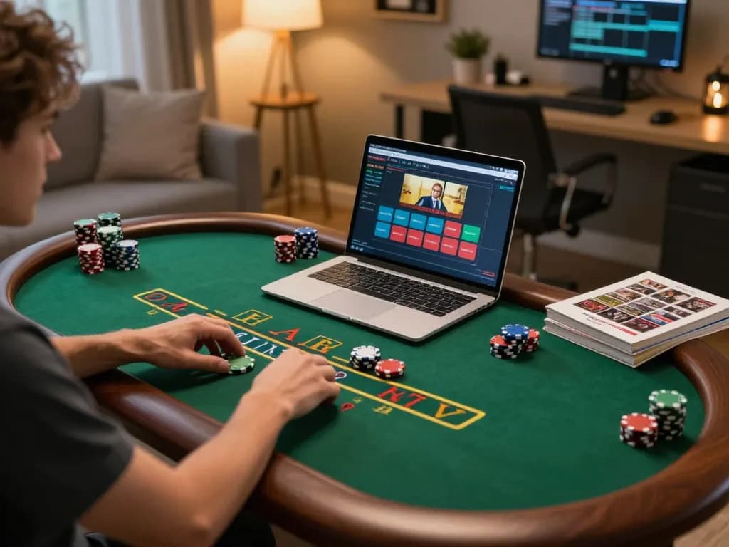 Engaging in online blackjack at https://lv88cha.com/ with a live dealer setup and cozy home decor.