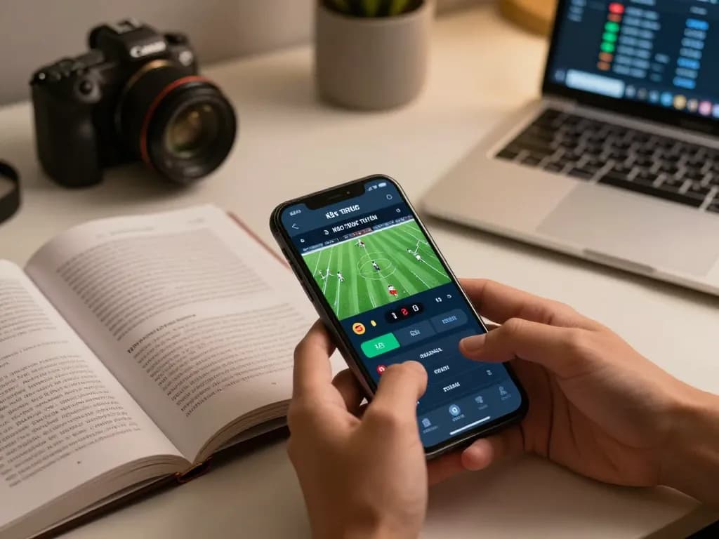 KÈO TRỰC TUYẾN mobile betting experience with user placing live football bets.