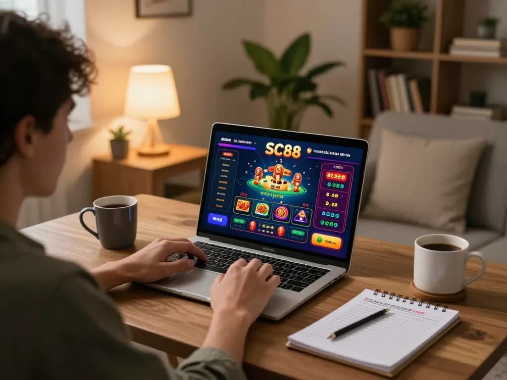 Engaging with SC88's vibrant online casino interface during a strategic gaming session.