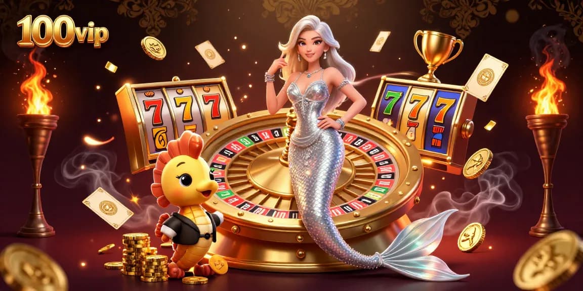 Experience thrilling gaming at 100vip with a dazzling mermaid and golden roulette.