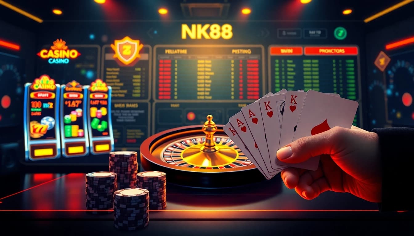 Engaging high-stakes nk88 nhà cái uy tín digital casino interface with secure betting and vibrant slot machines