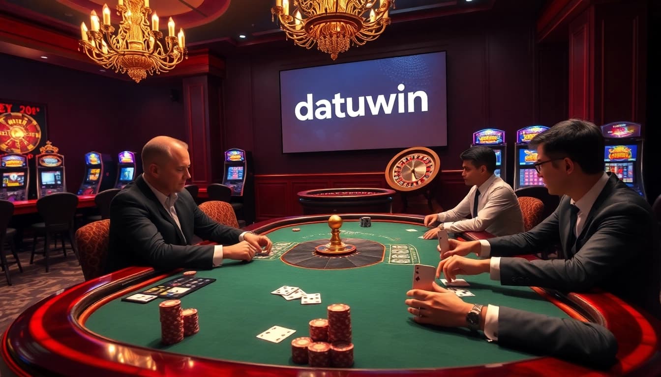 Rasakan sensasi Datukwin bersama pemain poker profesional di meja kasino mewah.