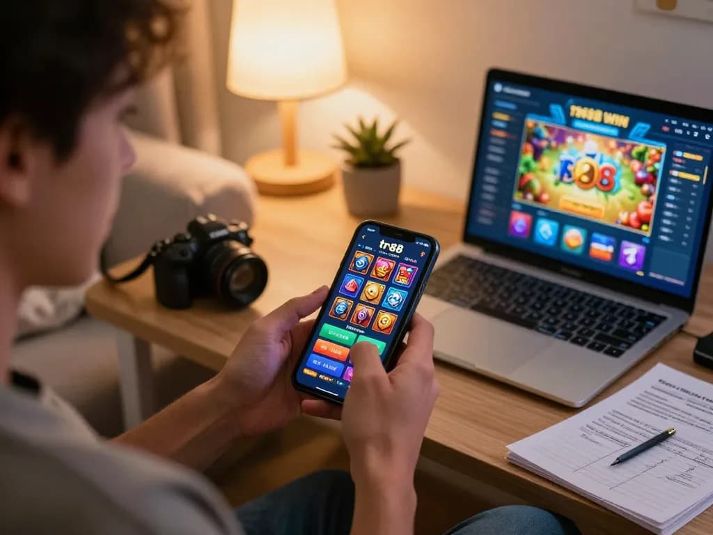 Securing tr88 win through engaging mobile gaming experience on smartphone, showcasing exciting betting options.