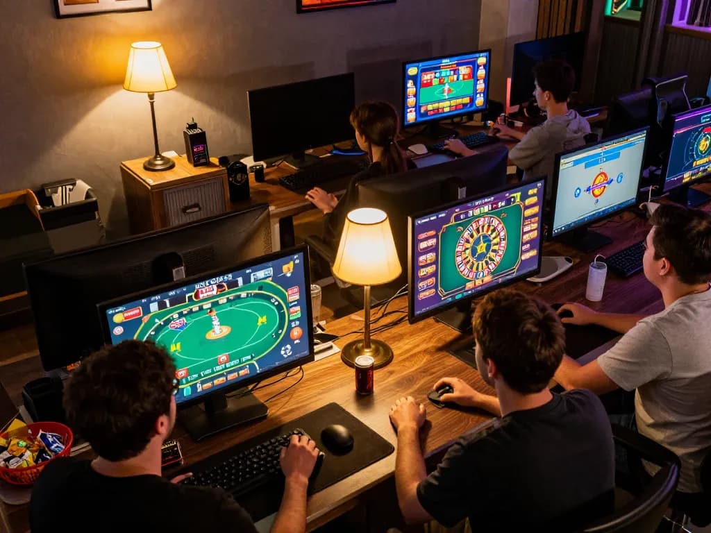 Players enjoying engaging gameplay on MPO08 platform with vibrant interfaces and cozy atmosphere.