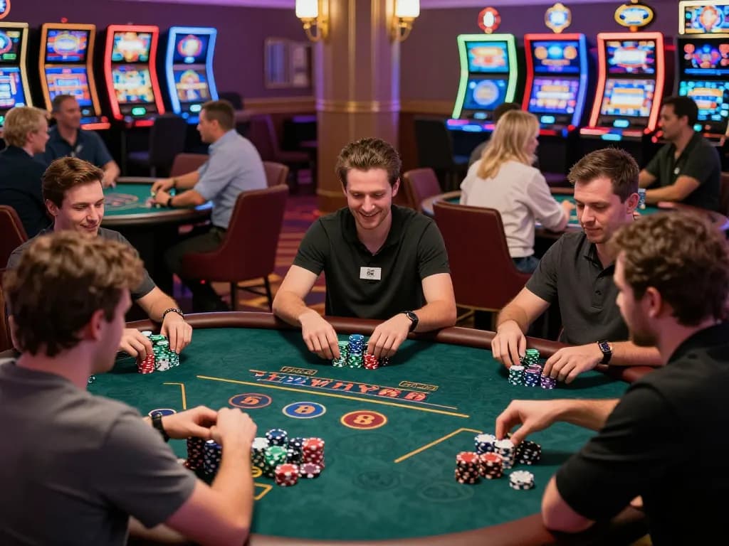 Experience 789P excitement while players strategize bets at casino tables filled with vibrant energy and cheers.