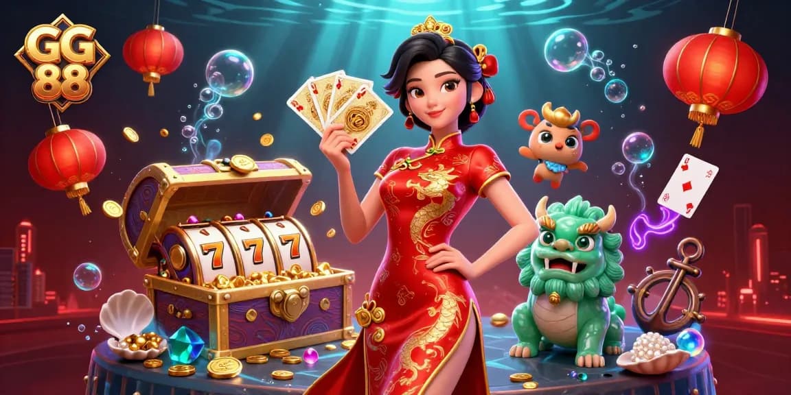 Experience thrilling gameplay at GG 88 with vibrant 3D casino illustration showcasing winning moments.