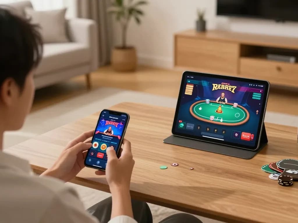 Engage with JUN88 casino app on mobile, showcasing vibrant gameplay and strategic moments at home