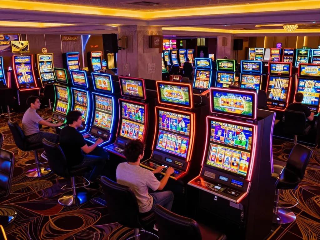 Players enjoy vibrant slot machines at g28tv casino, experiencing thrills and excitement.