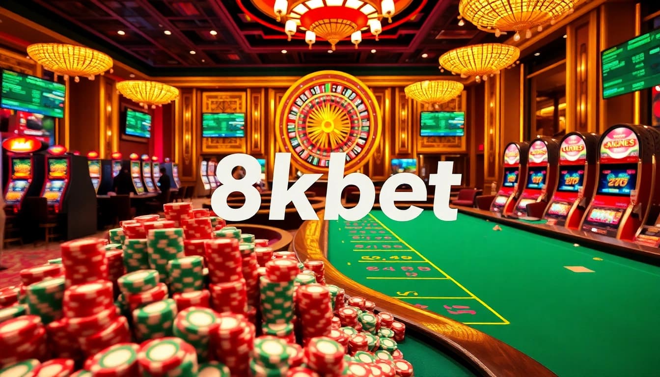 Join the excitement at 8kbet with vibrant casino games, slot machines, and poker tables.