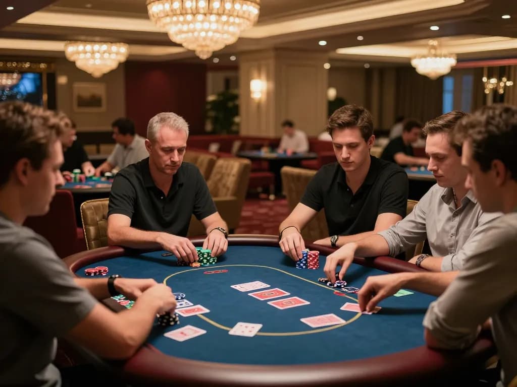 bem88 players strategizing during an intense poker game in a luxury casino