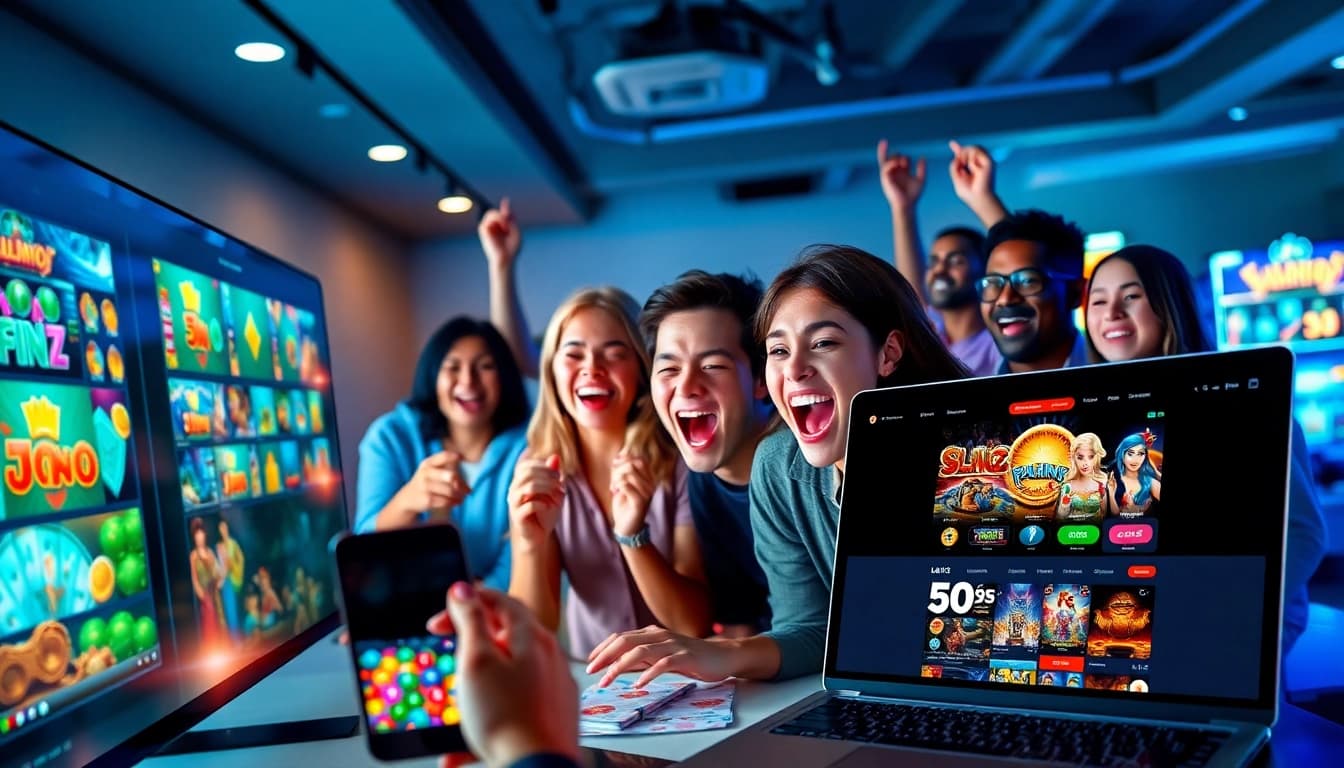 Engaging online gaming atmosphere at https://sv66s.net/ showcasing diverse players interacting with vibrant casino games.
