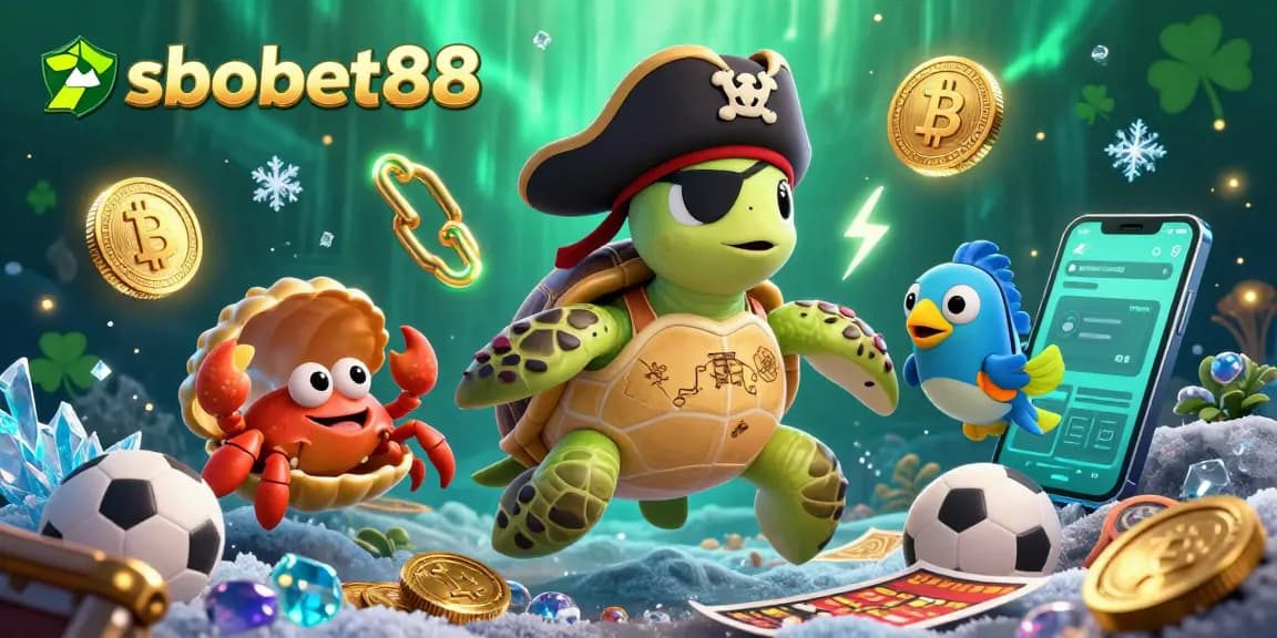 Engage with sbobet88 betting action featuring characters and vibrant sports elements in a dynamic underwater scene.