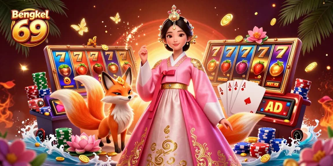 Bengkel 69 showcases engaging slot adventures with a lucky nine-tailed fox and vibrant game elements.