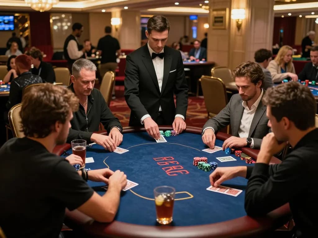 Players strategizing during an exciting poker game at 789P's upscale casino environment.