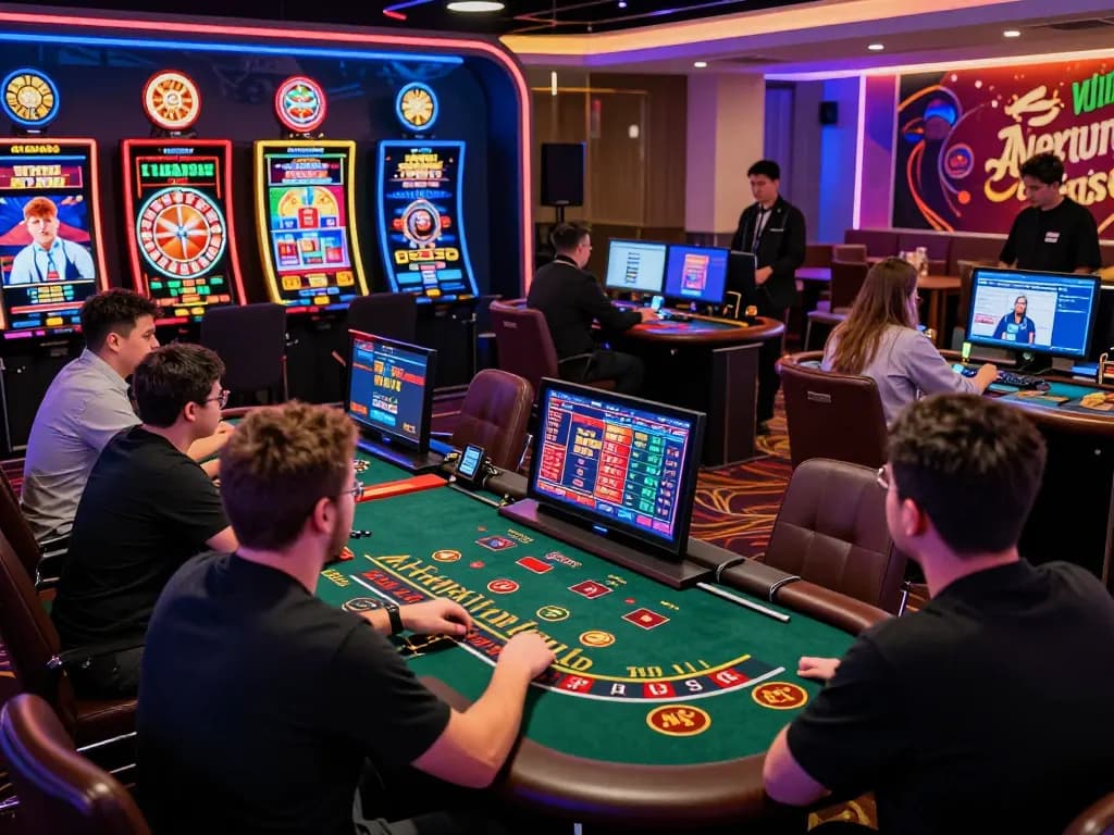 af88 nhà cái vibrant online gambling environment with players enjoying various games, showcasing excitement and immersive experiences.