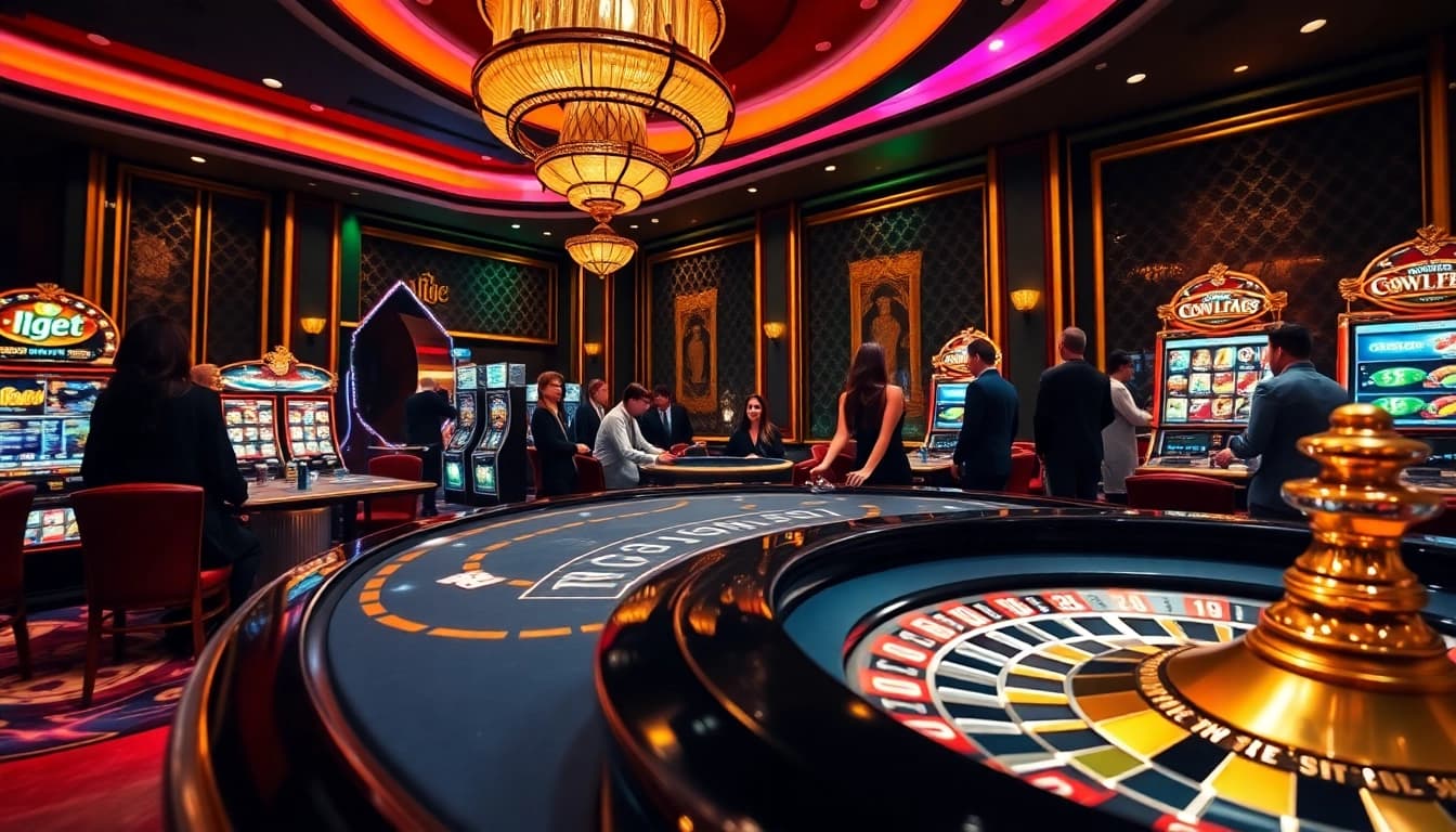 Experience the thrill of i9bet with vibrant casino visuals, lively gaming tables, and exciting slot machines.