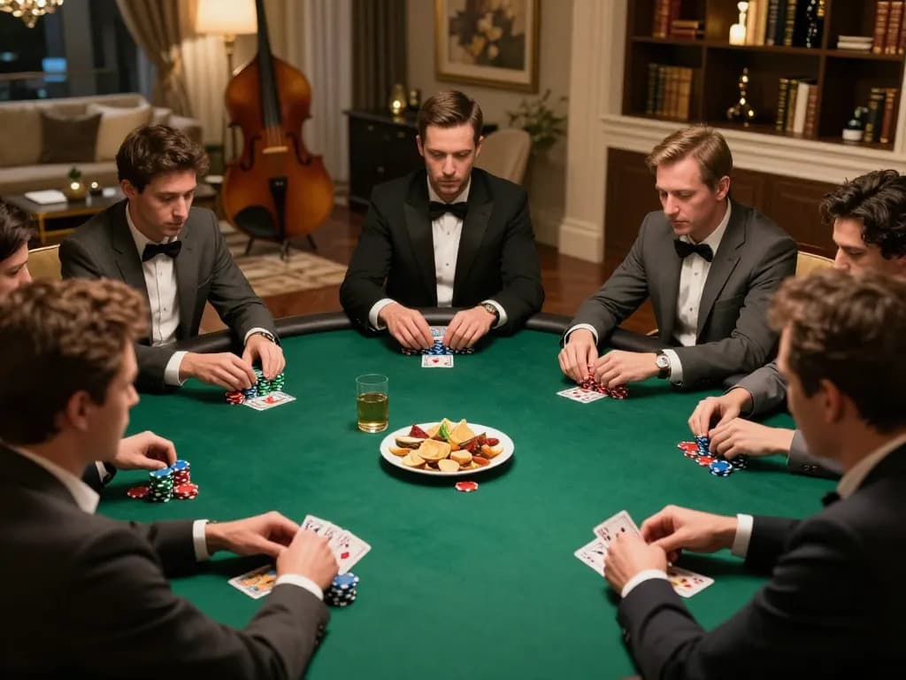 Players strategizing in a private poker game at LC88, showing intense focus and hidden cards