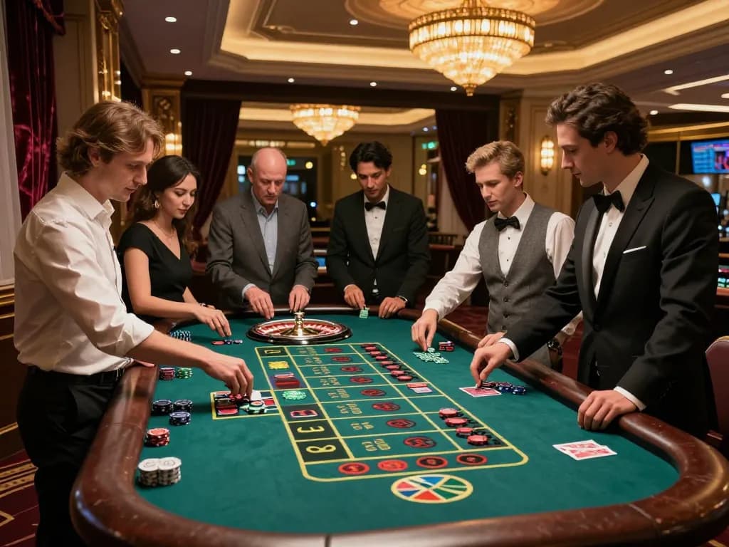 Engaged players placing bets at the elegant roulette table at https://sc88.charity/ showcasing strategic gameplay in a warm casino setting.
