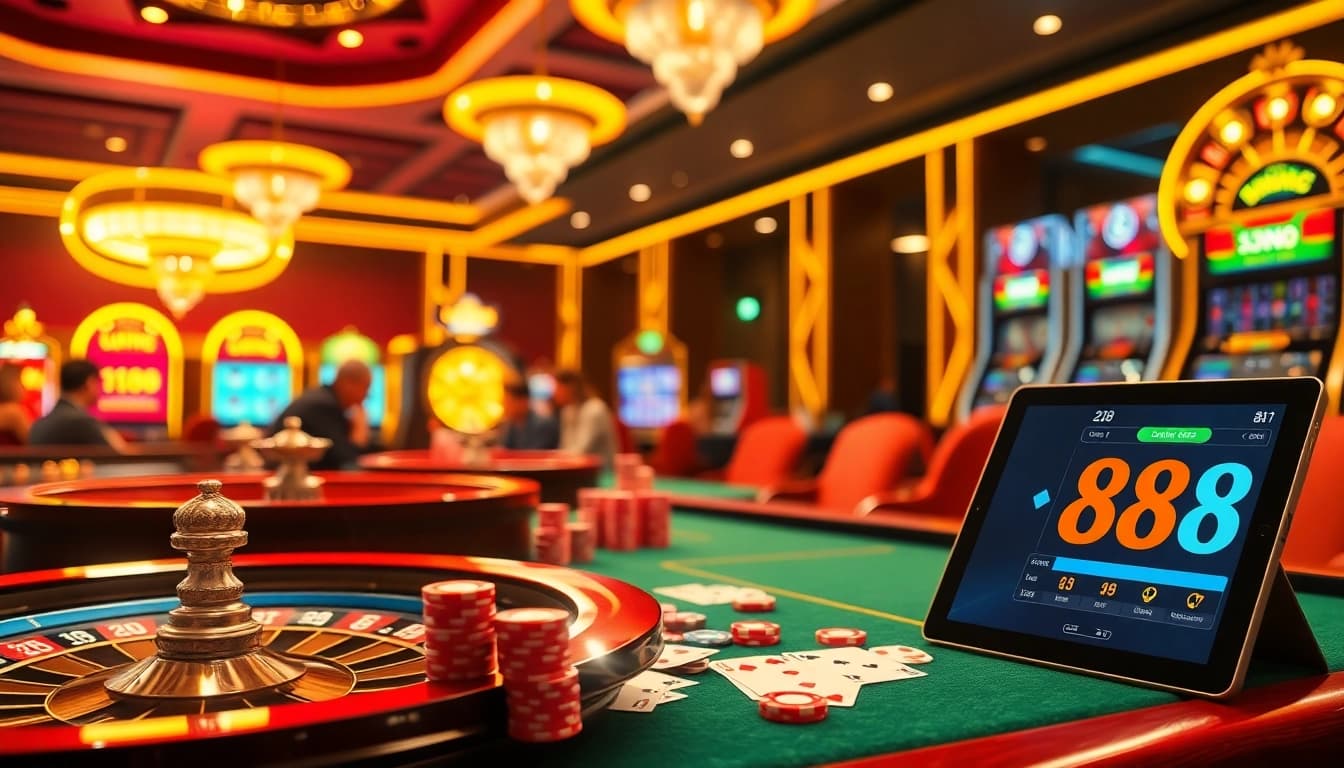 Players engaging in games at Xin 88, showcasing vibrant casino elements and excitement.