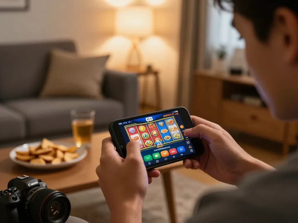 Engaging interaction with the GG 88 casino app on a smartphone, emphasizing online gaming excitement