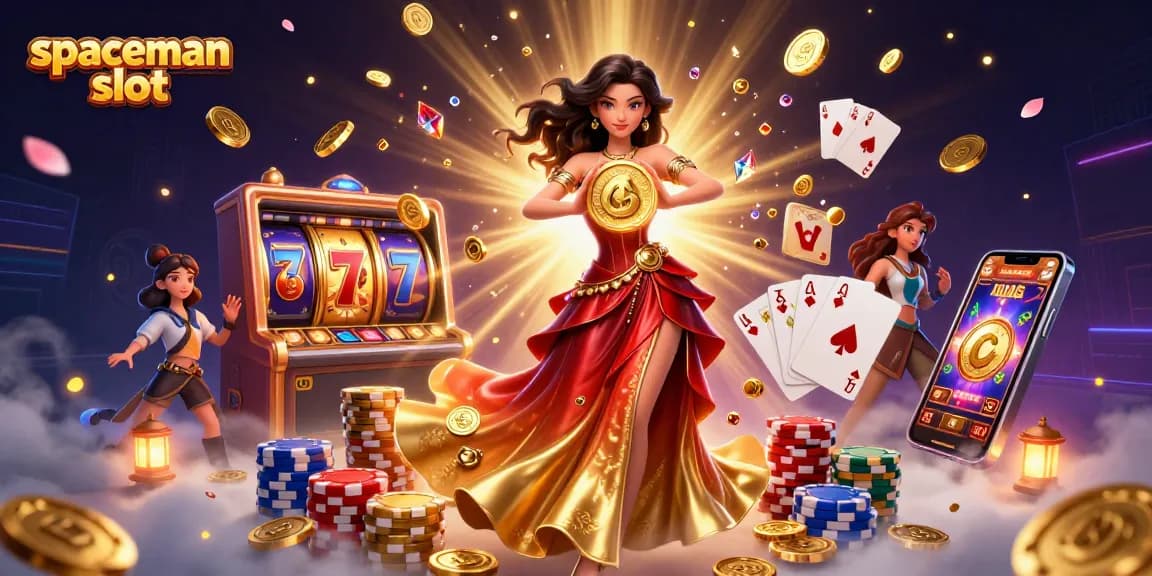 Experience the excitement of spaceman slot with dynamic gambling visuals and golden coins flowing in every direction.
