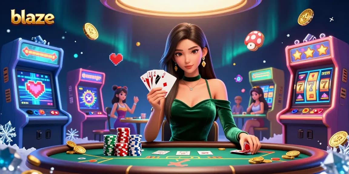 Experience the excitement of blaze casino gaming with vibrant slot reels and dynamic characters.