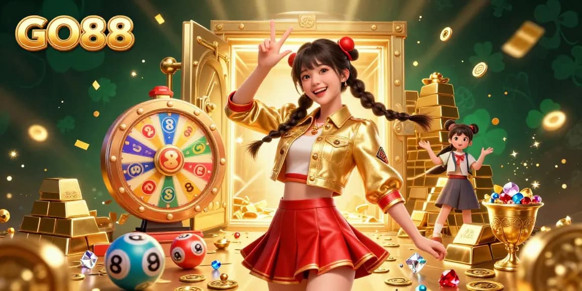 Experience the excitement of GO88 with vibrant games, treasure vaults, and dazzling elements.