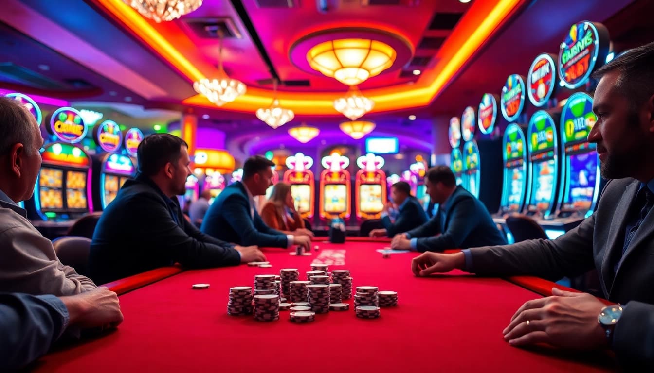 Permainan landaktoto sedang berlangsung di meja poker dengan suasana penuh semangat.