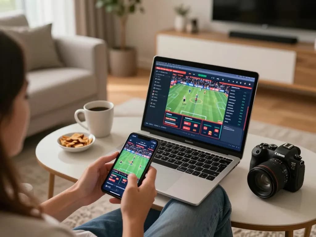 Engaging mobile gambling experience with BOTUNA555 showcasing live betting on smartphone in cozy home.