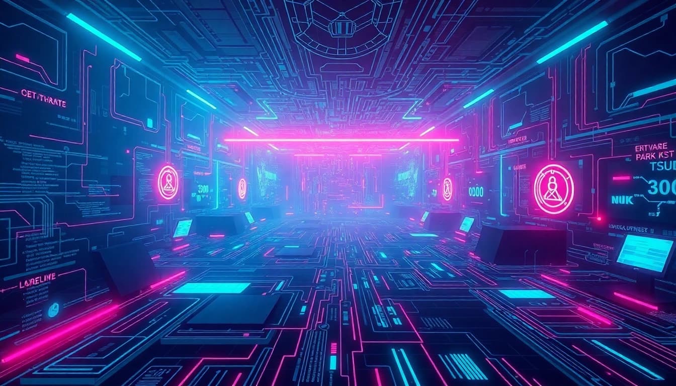 The hidden wiki: A digital landscape depicting the dark web's secure .onion links and anonymity.