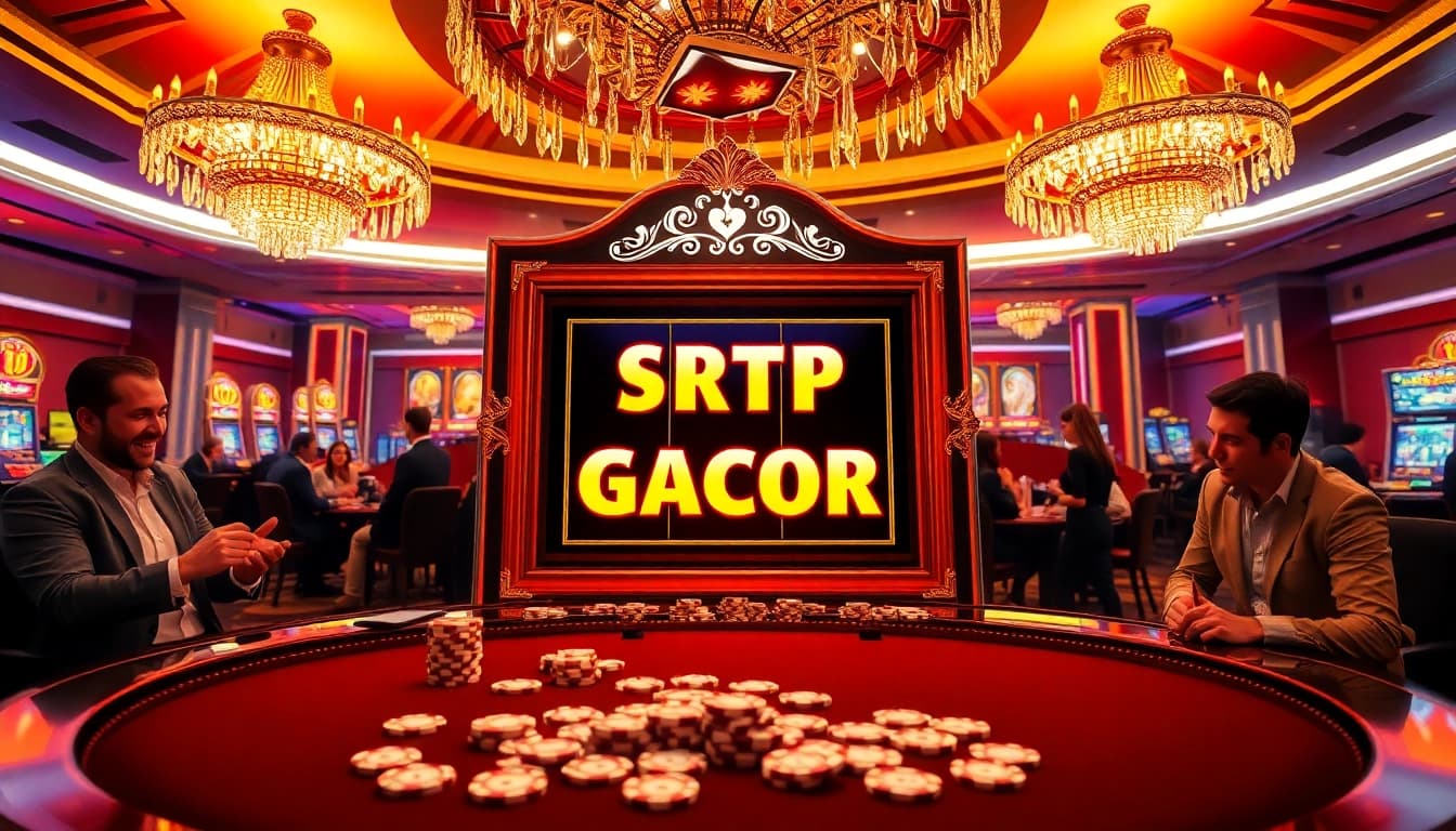 Engaging RTP Slot Gacor scene with vibrant slot machines and casino atmosphere.
