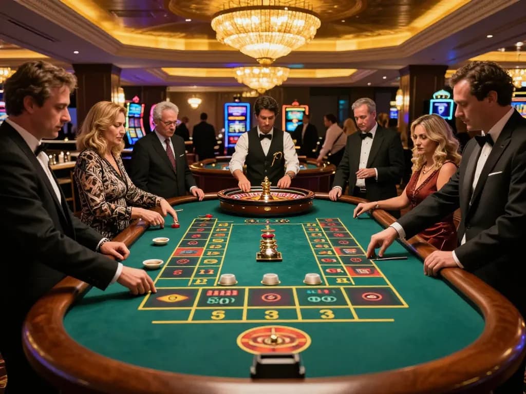 Players placing bets at a roulette table with SC88 excitement in a lively casino.