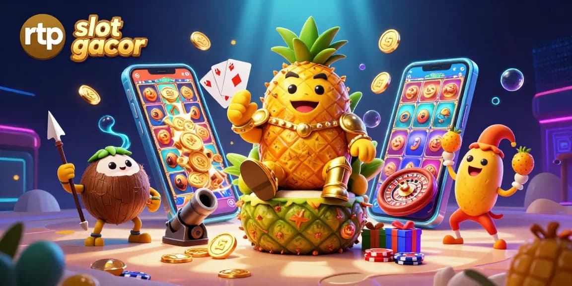 Engage with rtp slot gacor in a vibrant 3D casino scene, showcasing colorful gaming elements and characters.