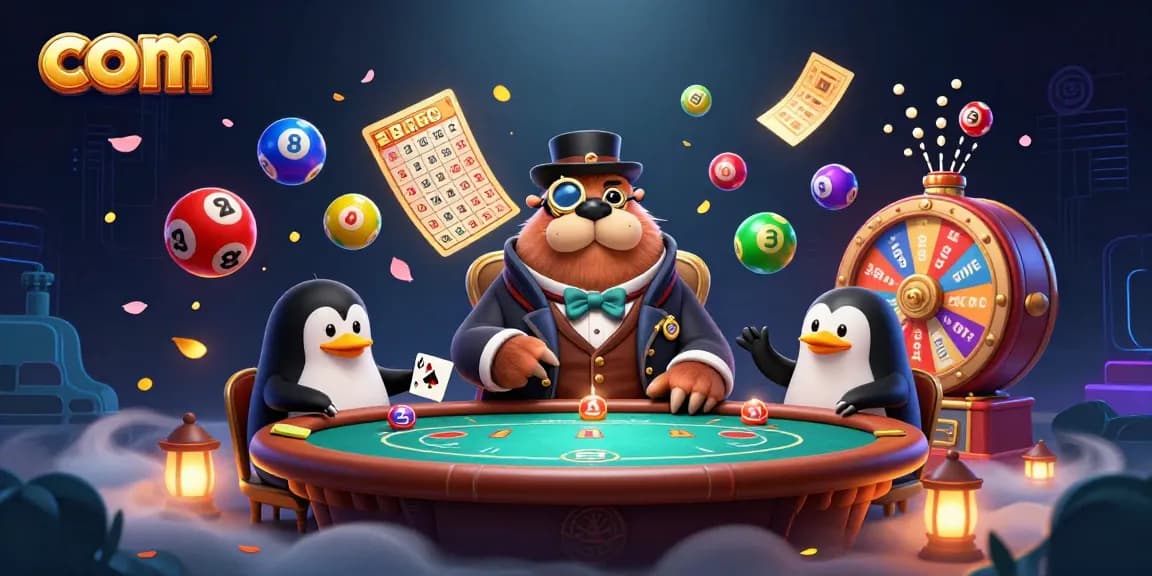 Experience excitement with com in this vibrant underwater poker scene featuring a walrus and friends.