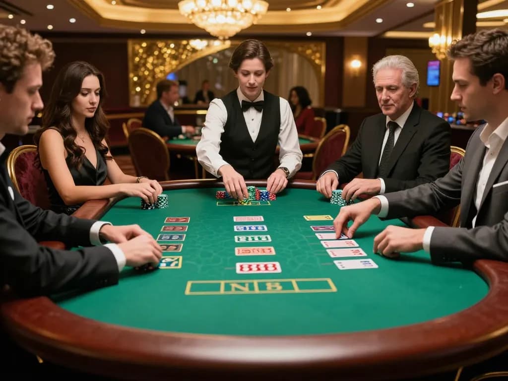 Players engaged in a high-stakes game at the blackjack table representing casino online 888new