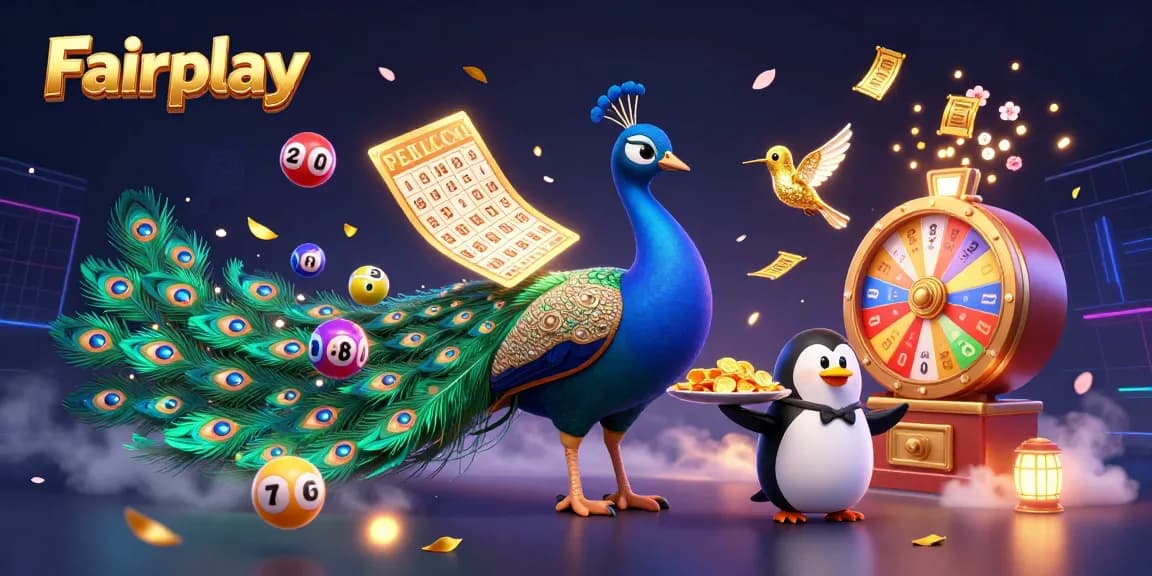 Fairplay captures the excitement of winning in a vibrant casino scene featuring colorful lottery elements.