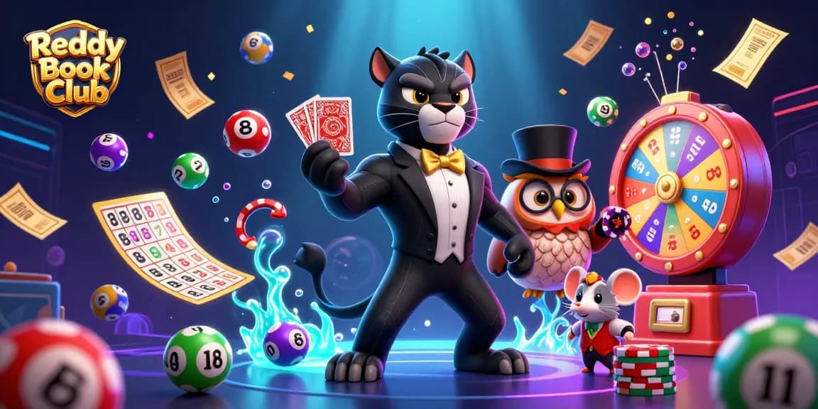 Experience the excitement of Reddy Book Club with dynamic characters in a vibrant casino scene.
