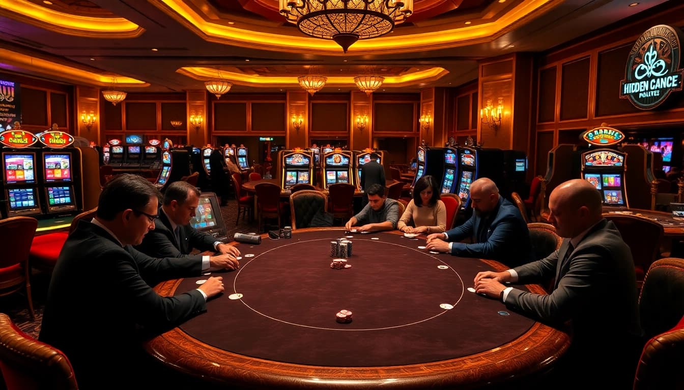 Join the thrill of gambling at the hidden wiki-themed poker table with professional players.