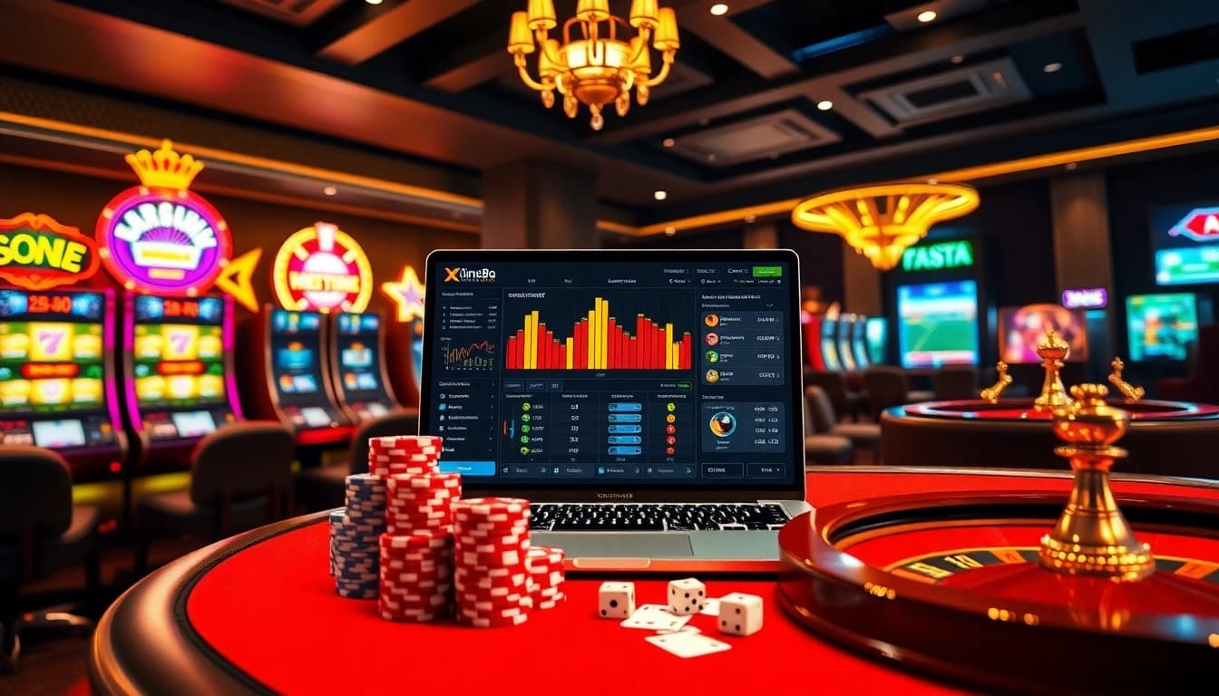 Engaging gaming scene at https://xin88hv.site/ showcasing vibrant slot machines and poker tables.